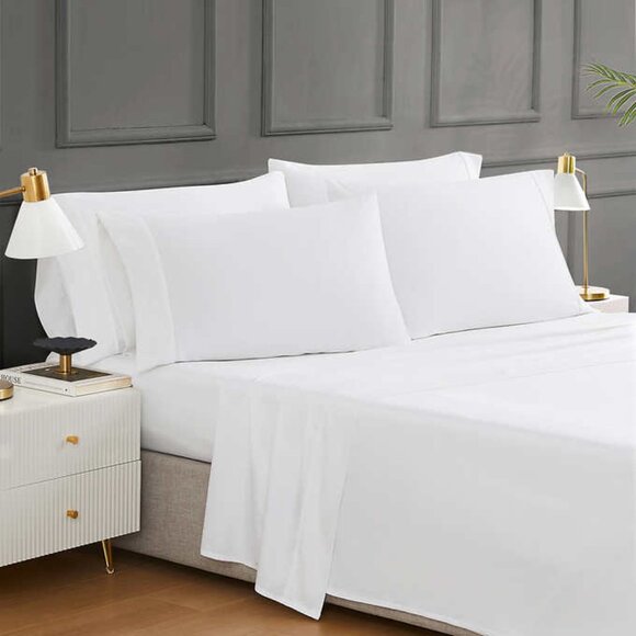 Hotel Signature Sateen King 6 Piece Sheet Set WhiteNWT
